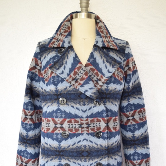 Pendleton Aztec southwest blanket pea coat jacket - Picture 6 of 8